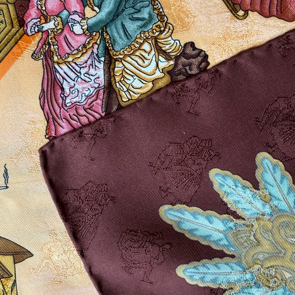 Joies d'Hiver HERMES Jacquard silk scarf Vintage - Picture 6 of 10